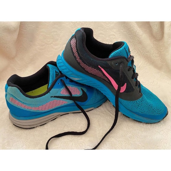 Womens Nike Running Shoes 7.5 Zoom Fly 2 Blue Black Pink - Picture 2 of 9